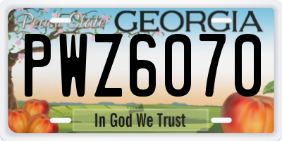GA license plate PWZ6070