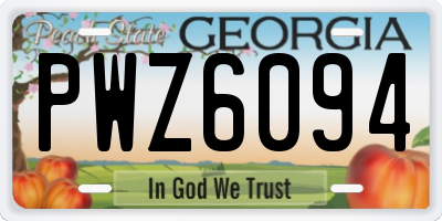 GA license plate PWZ6094