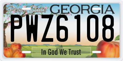 GA license plate PWZ6108