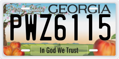 GA license plate PWZ6115