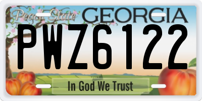 GA license plate PWZ6122