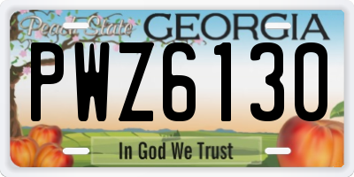 GA license plate PWZ6130