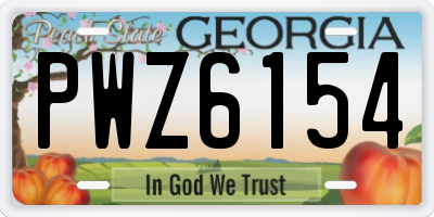 GA license plate PWZ6154