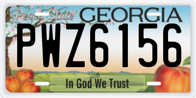 GA license plate PWZ6156