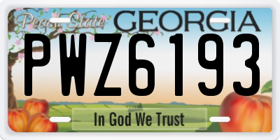 GA license plate PWZ6193