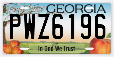 GA license plate PWZ6196