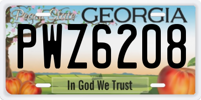 GA license plate PWZ6208