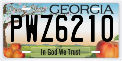 GA license plate PWZ6210