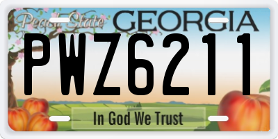 GA license plate PWZ6211