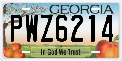 GA license plate PWZ6214