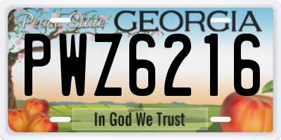 GA license plate PWZ6216