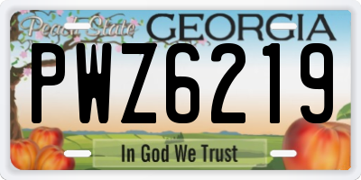 GA license plate PWZ6219
