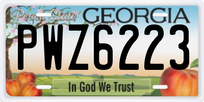 GA license plate PWZ6223