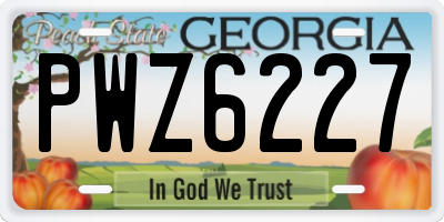 GA license plate PWZ6227