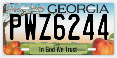 GA license plate PWZ6244