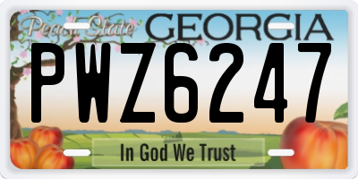 GA license plate PWZ6247
