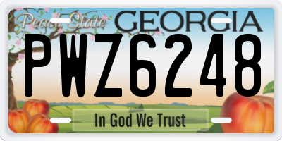 GA license plate PWZ6248
