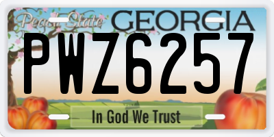 GA license plate PWZ6257