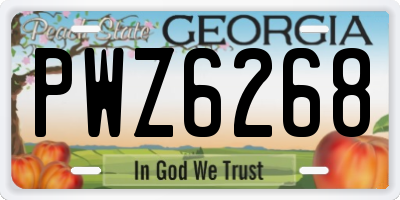 GA license plate PWZ6268