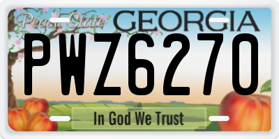 GA license plate PWZ6270