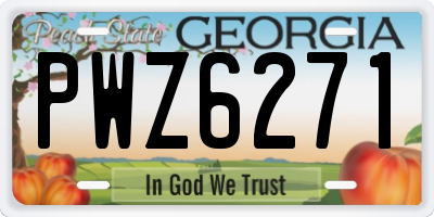 GA license plate PWZ6271