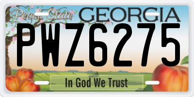 GA license plate PWZ6275