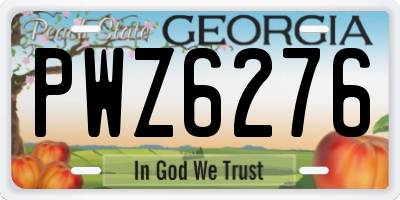 GA license plate PWZ6276