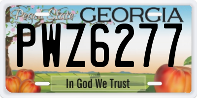 GA license plate PWZ6277