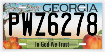 GA license plate PWZ6278
