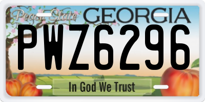 GA license plate PWZ6296