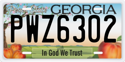 GA license plate PWZ6302