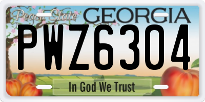 GA license plate PWZ6304