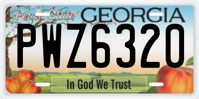 GA license plate PWZ6320