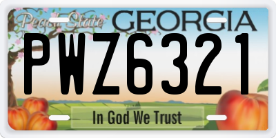 GA license plate PWZ6321