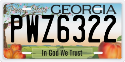 GA license plate PWZ6322