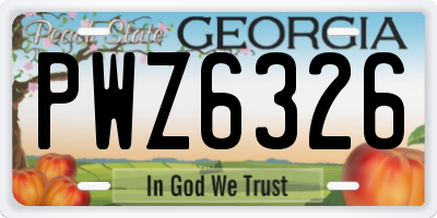 GA license plate PWZ6326