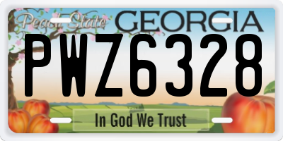 GA license plate PWZ6328