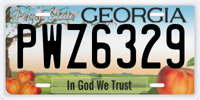 GA license plate PWZ6329