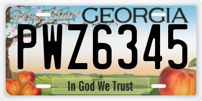 GA license plate PWZ6345