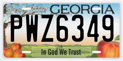 GA license plate PWZ6349