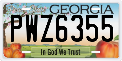 GA license plate PWZ6355