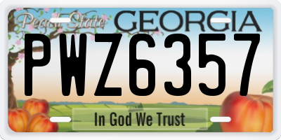 GA license plate PWZ6357