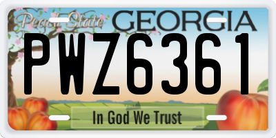 GA license plate PWZ6361