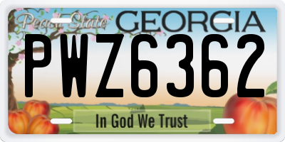 GA license plate PWZ6362