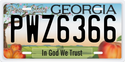 GA license plate PWZ6366