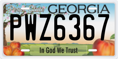 GA license plate PWZ6367