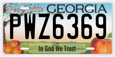 GA license plate PWZ6369