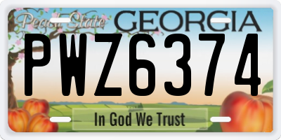 GA license plate PWZ6374