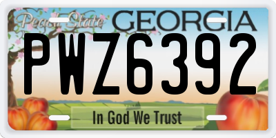 GA license plate PWZ6392