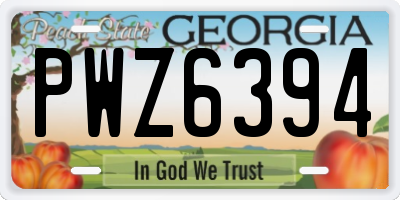GA license plate PWZ6394